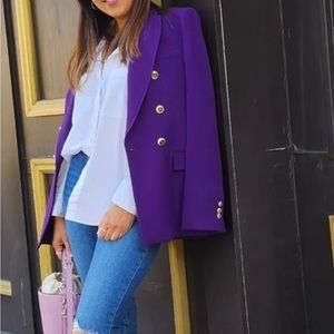 Zara Purple Gold Button Blazer